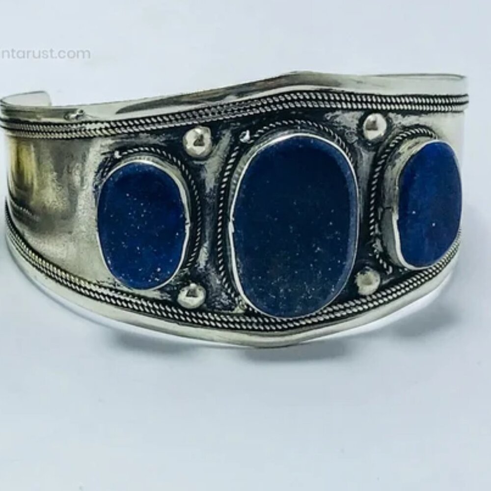 Single Afghan Kuchi Turquoise Cuff: Handmade Tribal Bracelet